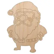 Cute Chibi Santa Claus Christmas Unfinished Wood Shape Cutout DIY Craft Projects