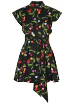 Borgo DE Nor Helena Printed Cotton Mini Shirt Dress - Black - 12 (UK12 / M) 12 (UK12 / M)