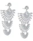 Swarovski Silver-Tone Crystal Triple Drop Earrings NWT!