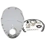 Aeroflow 2-Piece Billet Aluminium Timing Cover - Silver Finish - Suit S/B Chev & 90° V6, AF64-4350S
