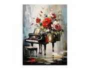 Piano Flower Modern Canvas Print