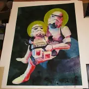 Star Wars Art Print 20 x 16 Lou Pimentel - Stormtrooper with Lego child
