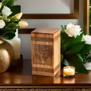 Wooden Urn Box - Rosewood With Heart Tree Design Urn Box - Best Cremation Urn