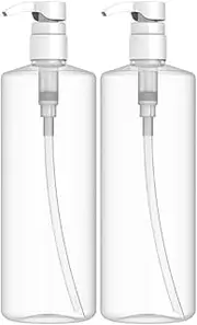 EZPRO USA Shampoo Pump Bottles 32 oz (1Liter), BPA Free, Food Safe, Plastic (PET) Cylinder Refillable Bottle, White Springless Pumps, Clear, Pack of 2