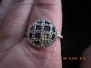 0.96 CTW BELLA LUCE (R) MULTI COLOR RHODIUM PLATED STERLING RING ~ SIZE 10