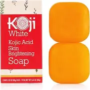 Koji White Pure Kojic Acid Skin Brightening Soap for Exfoliating with Hyaluronic Acid, Vitamin C - Even Tone Cleansing Bar, Sun Damage Skin with Tea Tree, Coconut Oil, Vegan Soap, 80g (Pack of 2 Bars)