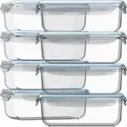 Durable Airtight Glass Storage Containers with Snap Lids - Ideal for Meal Prep