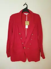 Elegant Size 24 (XL) Taking Shape Virtuelle Red 62% Cotton Jacket Pockets BNWT