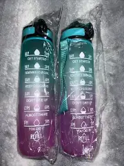 Motivational Water Bottle with Time Marker - Stay Hydrated in Style-qty of 2
