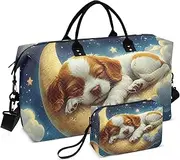 [ZRYSMY] Moon Dog Cloud Duffel Bag for Traveling, Travel Bag Gym Bag, with Multiple Interior Pockets Shoulder Weekender Bag for Women Men with Toiletry Bag 20.5L x 1.9W x 13.8H, Multi-Colored, one size