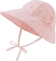 [Lcaiualu] Wide Brim Baby Girl Sun Hat for Toddler Sun Protection Cap Girls Beach Bucket Hats Cotton Infant Flower Hat Summer