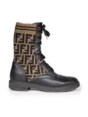 Black Leather FF Combat Boots