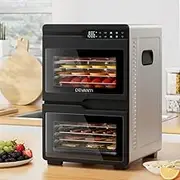 Devanti Food Dehydrator 12 Trays 1200W Stainless Steel Dehydrators Jerky Yogurt Fruit Pet Food Dryer LED Touch Control Adjustable Timer & Temperature - Black