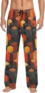 [WOIWB] Men’s Pajama Pants Colorful Checkered Lounge Pants with Pockets Drawstring Elastic Band Small