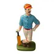Cast Iron Cricketer Doorstop Blue 33cm