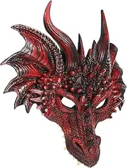 Gadpiparty 1pc Black Red Dragon Mask Cool Masks Dragon Costume Facemask Halloween Dragon Costume Masquerade Mask for Women Half Face Holloween Horror Halloween Scary 3D Animal Skeleton Pu