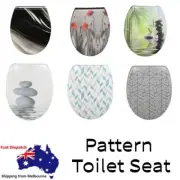 Colour Pattern Toilet Seat O Shape UF Soft Close Quick Release 435x373mm