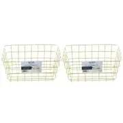 2x Boxsweden Medium 30x21cm Wire Storage Basket Kitchen/Bathroom Organiser Gold