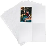 Pack of 40 Photo Sleeves DIN A4, Transparent, 4 Compartments, With Metal Ring Binder, for Postcards and Photos, Refill Pages