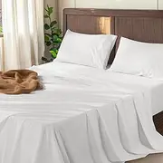 [LBRO2M] 100% Cotton Sheets Set Queen Size, 800 Thread Count, 4 Piece Sets Bed Sheet Deep Pocket Sheet Set 16" Soft Comfortable All Season (Queen, White)