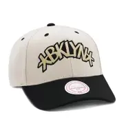 Mitchell & Ness Brooklyn Nets NBA Precurved Snapback Hat Cap - Off White/Black