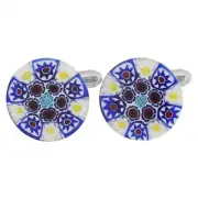 GlassOfVenice Murano Glass Millefiori Cufflinks - Black and White
