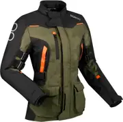 Bering Zephyr, textile jacket waterproof women , color: Black/Dark Green/Orange , size: T0