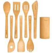 Wooden Spoons for Cooking 8-Pack – Bamboo Kitchen Utensils Set – Nonstick Woo...
