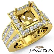 Diamond Engagement Ring 18k Yellow Gold Princess Semi Mount Pave Channel 1.25Ct