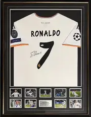 CRISTIANO RONALDO Signed Shirt Real Madrid Jersey + Photos FRAMED PSA COA