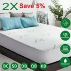 2PCS Bamboo Mattress Protector 100% Waterproof Matress Cover Queen King