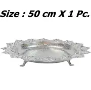 Phan Tok Singha Leg Tray Silver Handmade Aluminum Thai Pattern Jumbo Size 50 cm