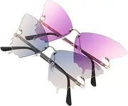 [AKOOSY] 2Pcs Novelty Butterfly Sunglasses for Women Stylish Gradient Color Frame Lightweight Design for Parties and Beach Unique Fashion Accessory