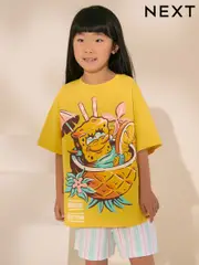 Yellow 100% Cotton Spongebob Oversized Graphic T-Shirt (3-16yrs) (AL9311) | $26 - $37