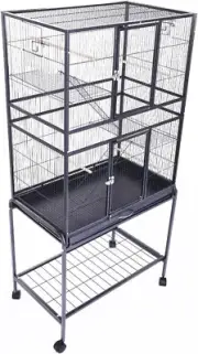 155CM Tall Bird Cage Parrot Aviary Pet Stand Alone Budgie Perch Castor Wheels