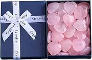 30 Pack Pink Quartz Heart Crystals Natural Crystal Polished Healing Cute Pocket Stones Palm Thumb Love Gemstones Set Bulk Wholesale Reiki Energy Balancing Meditation Valentine's Day Gift for Women,
