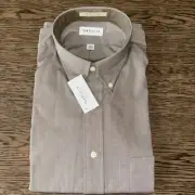 NEW Van Heusen Pinpoint Oxford Blue Shirt 16.5. 32/33 Button Down Khaki Gray NEW