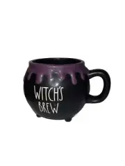 New Rae Dunn 2023 Halloween "Witches Brew" Black Purple Cauldron Mug