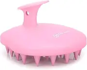 FREATECH Hair Scalp Massager Shampoo Brush (One Piece of Solid Silicone), Fine Scrub to Exfoliate, Fits Perfectly to The Scalp and Palm, Dandruff Removal and Hair Growth, Hygienic & Sturdy, Pink