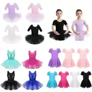 Kids Girls Cotton Ballet Dance Loetards Tutu Dress Performance Dancewear Workout