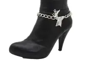 Women Western Boot Bracelet Silver Metal Chain Shoe Charm Reindeer Winter Hunter