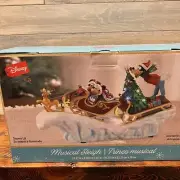 Disney Christmas Holiday Musical Sleigh Mickey Minnie Goofy Pluto 8 Songs Lights