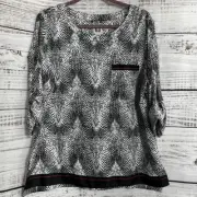 Anne Klein Top Womens Size Large Zebra print Chiffon Tunic Camellia Blouse New