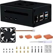 Aluminum for Raspberry Pi 5 Case with 4010 PWM Large Fan and 4PCS Pure Copper