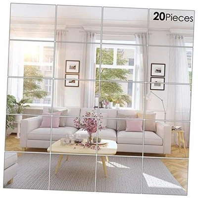 20 Pcs Home Gym Mirror Sheets Self Adhesive Non Glass Cut to Size Mirror