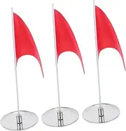 3 Sets Golf Flag Target Flag Golf Putting Practice Cup Hole Golf Practice Cup Flag Golf Target Flag Golf Mini Flag Portable Golf Practice Flag Practice Golf Cup Stainless Steel Red