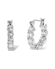 Savvy Cie Rhodium Plated Silver CZ Chubby Inside-Out Earrings