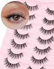 Onlyall Natural Look Lashes Wispy False Eyelashes FlaredFalse EyeLash Soft Fluffy Fake Lash7 Pairs D-K08