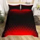 Black Ombre Bedding Set Queen, Geometry Honeycomb Duvet Cover for Kids Abstract