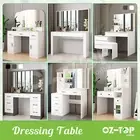 Dressing Table Makeup Vanity Set Mirrored Drawers Storage Dresser Stool